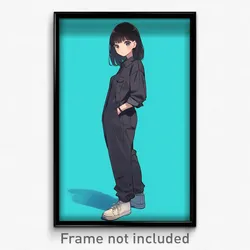 Anime Art Poster - Girl Feeling Offended Wearing Well Groomed Jumpsuit (Print)