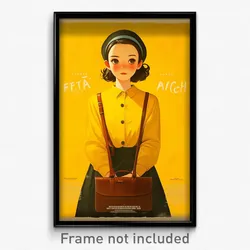 French Movie Poster - Girl Feeling Unhappy, Awesome Yellow Bag (Art Print)