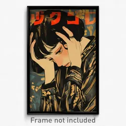 Hebrew Movie Poster - Girl Feeling Melancholy, Silver Oversized Shirt (Print)
