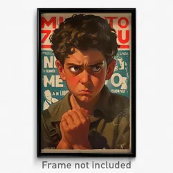 Greek Movie Poster - Boy Feeling Resentment, Curvy Popped Button (Art Print)