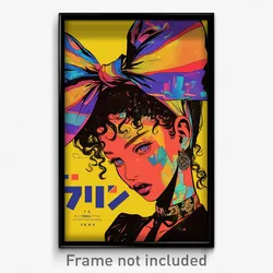 Hebrew Movie Poster - Girl Feeling Longing, Flamboyant Striped Bow (Art Print)