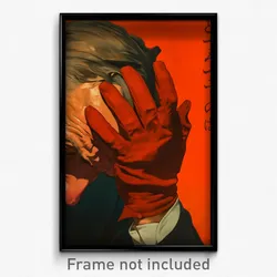 German Movie Poster - Man Feeling Disheartened, Red Brown Gloves (Art Print)