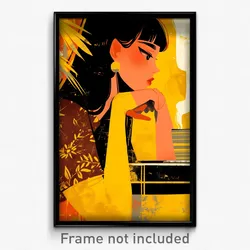Brazilian Movie Poster - Girl Feeling Uncertainty, Buoyant Yellow Socks (Print)