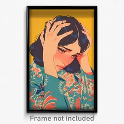 Mexican Movie Poster - Woman Feeling Carefree, Thoughtful Blue Capelet (Print)