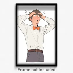 Art Poster - Man Feeling Mixed Up Wearing Stunning Orange Bowtie (Art Print)