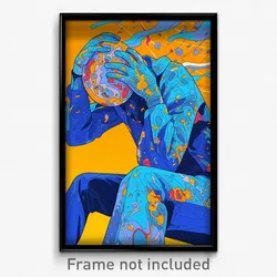 Art Poster - Man Feeling Humility Wearing Oddball Blue Bodysuit (Print)
