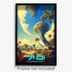 Hebrew Movie Poster - Fluid Exotic Island (Israel Retro Film Art Print)