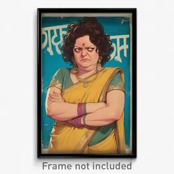 Bollywood Movie Poster - Woman Feeling Annoyed, Tidy Pinching Sleeves (Print)
