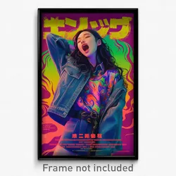Chinese Movie Poster - Woman Feeling Yawning, Violet Denim Jacket (Art Print)