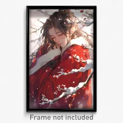 Anime Art Poster - Man Feeling Joy Wearing Cherry Winter Clothes (Print)