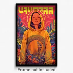 Hebrew Movie Poster - Woman Feeling Calm, Wonderful Yellow Hoodie (Art Print)