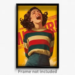 Mexican Movie Poster - Woman Feeling Ecstatic, Academic Striped Sweater (Print)