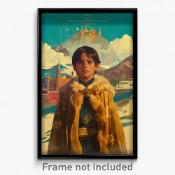 Spanish Movie Poster - Boy Feeling Expectancy, Golden Fur Trimmed Cape (Print)