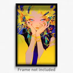 Anime Art Poster - Girl Feeling Rejected Wearing Yellow Headdress (Print)