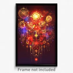 Art Poster - Simplistic Fireworks (Psychedelic Trippy Weird 11x17 Print)