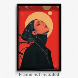 Movie Art Poster - Woman Feeling Confusion, Idealistic Grey Headwear (Print)