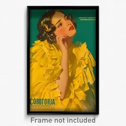 Mexican Movie Poster - Girl Feeling Aversion, Yellow Frilled Capelet (Art Print)