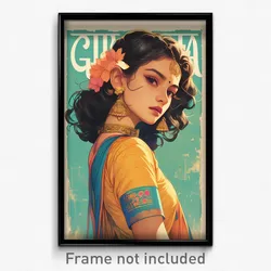 Bollywood Movie Poster - Girl Feeling Obstinate, Vibrant Orange Choker (Print)