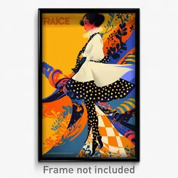 French Movie Poster - Woman Feeling Happiness, Zany White Legwear (Art Print)