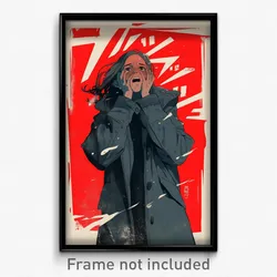 Icelandic Movie Poster - Girl Feeling Panicked, Simplistic Grey Coat (Art Print)