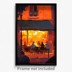 French Movie Poster - Drab Pizza Shop (France Psychedelic Art Retro Film Print)