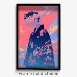 Art Poster - Boy Feeling Happiness Wearing Wiry Cherry Blossoms (Art Print)