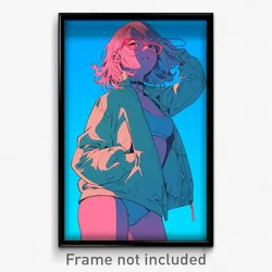 Anime Art Poster - Girl Feeling Sullenness, Carefree Tinted Eyewear (Print)