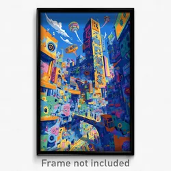 Hebrew Movie Poster - Artistic American Town (Israel Retro Film Art Print)