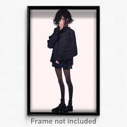 Anime Art Poster - Boy Feeling Sorrow Wearing French Black Legwear (Print)