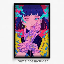 Movie Art Poster - Girl Feeling Charity, Kaleidoscopic Pink Gloves (Film Print)