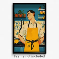 Brazilian Movie Poster - Man Feeling Empathy, Noisy Yellow Apron (Art Print)
