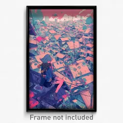 Art Poster - Rural Rooftops (Psychedelic Trippy Weird 11x17 Print)