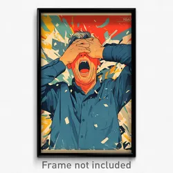 Icelandic Movie Poster - Man Feeling Yawning, Multicolored White Sleeves (Print)