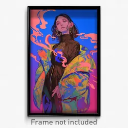 Art Poster - Woman Feeling Insulted Wearing Pricey Brown Jacket (Art Print)