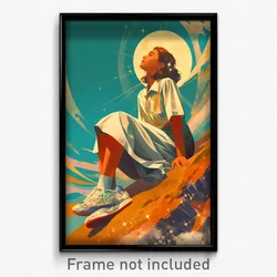 Movie Art Poster - Woman Feeling Enlightened, Sparkling Sneakers (Film Print)