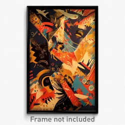 French Movie Poster - Rectangular Petroglyphs (France Retro Film Art Print)