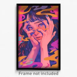 Greek Movie Poster - Woman Feeling Coercive, Purple Pink Vest (Greece Art Print)