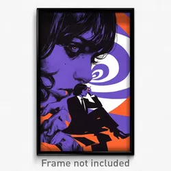 Greek Movie Poster - Man Feeling Interest, Black And White Purple (Art Print)