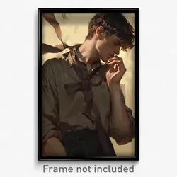 Anime Art Poster - Man Feeling Dumbstruck Wearing Well Worn Brown Ribbon (Print)