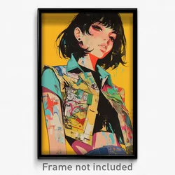 Art Poster - Girl Feeling Fascination Wearing Noisy Cropped Vest (Art Print)