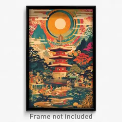 German Movie Poster - Puzzling Pagoda (Germany Psychedelic Art Retro Film Print)
