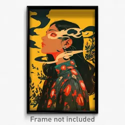 Bollywood Movie Poster - Woman Feeling Patience, Original Red Legwear (Print)