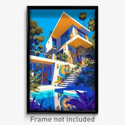 Art Poster - Bright Villa (Psychedelic Trippy Weird 11x17 Print)
