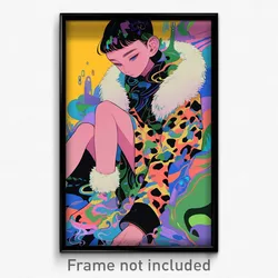 Art Poster - Boy Feeling Relaxed Wearing Whimsical Fur Trimmed Dress (Print)