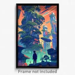 Movie Art Poster - Rectangular Indian City (Psychedelic Retro Weird Film Print)
