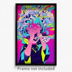 Anime Art Poster - Woman Feeling Aggressive Wearing Bright Pink Collar (Print)