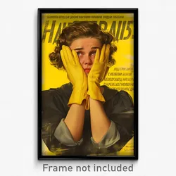 Russian Movie Poster - Girl Feeling Embarrassment, Simple Yellow Gloves (Print)