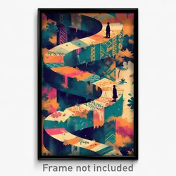 Spanish Movie Poster - Cool Aquaduct (Spain Psychedelic Art Retro Film Print)