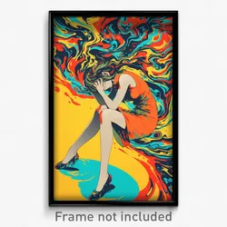 Anime Art Poster - Woman Feeling Perplexed Wearing Orange Pencil Dress (Print)