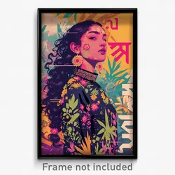 Bollywood Movie Poster - Girl Feeling Relieved, Thick Short Necktie (Art Print)